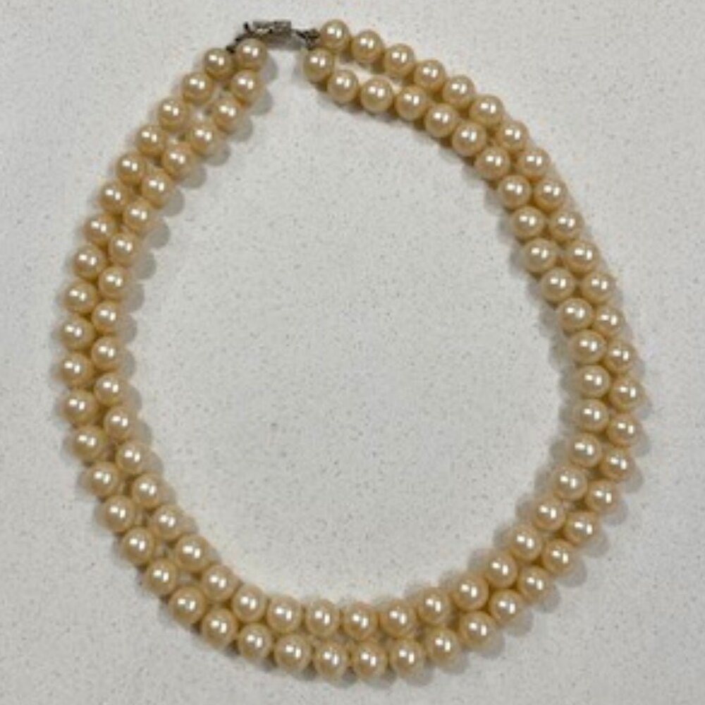 Vintage Double Strand Faux Pearl Necklace